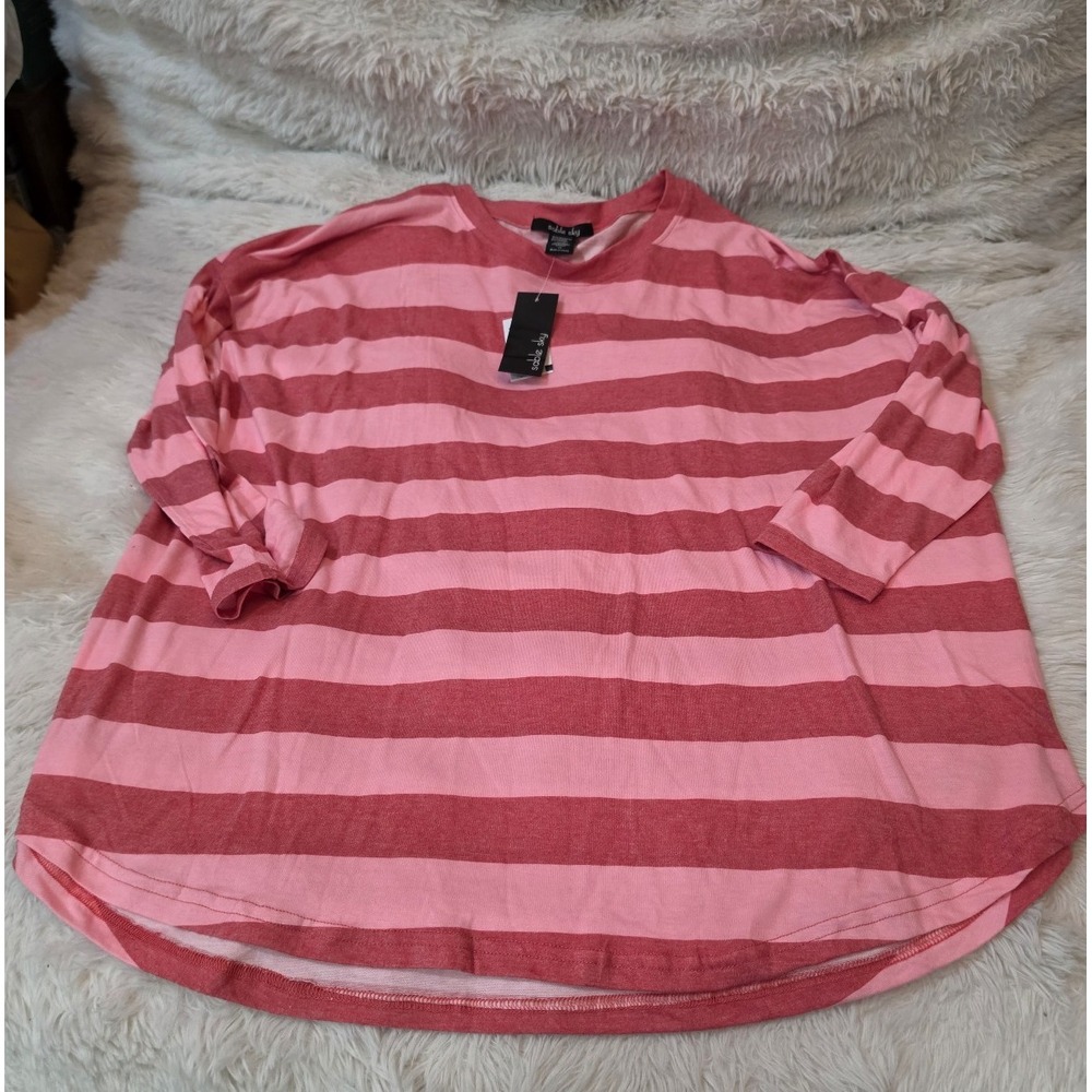 NWT Sable Sky Pink & Mauve Striped Oversized Slouchy Knit Top – Plus Size 2X